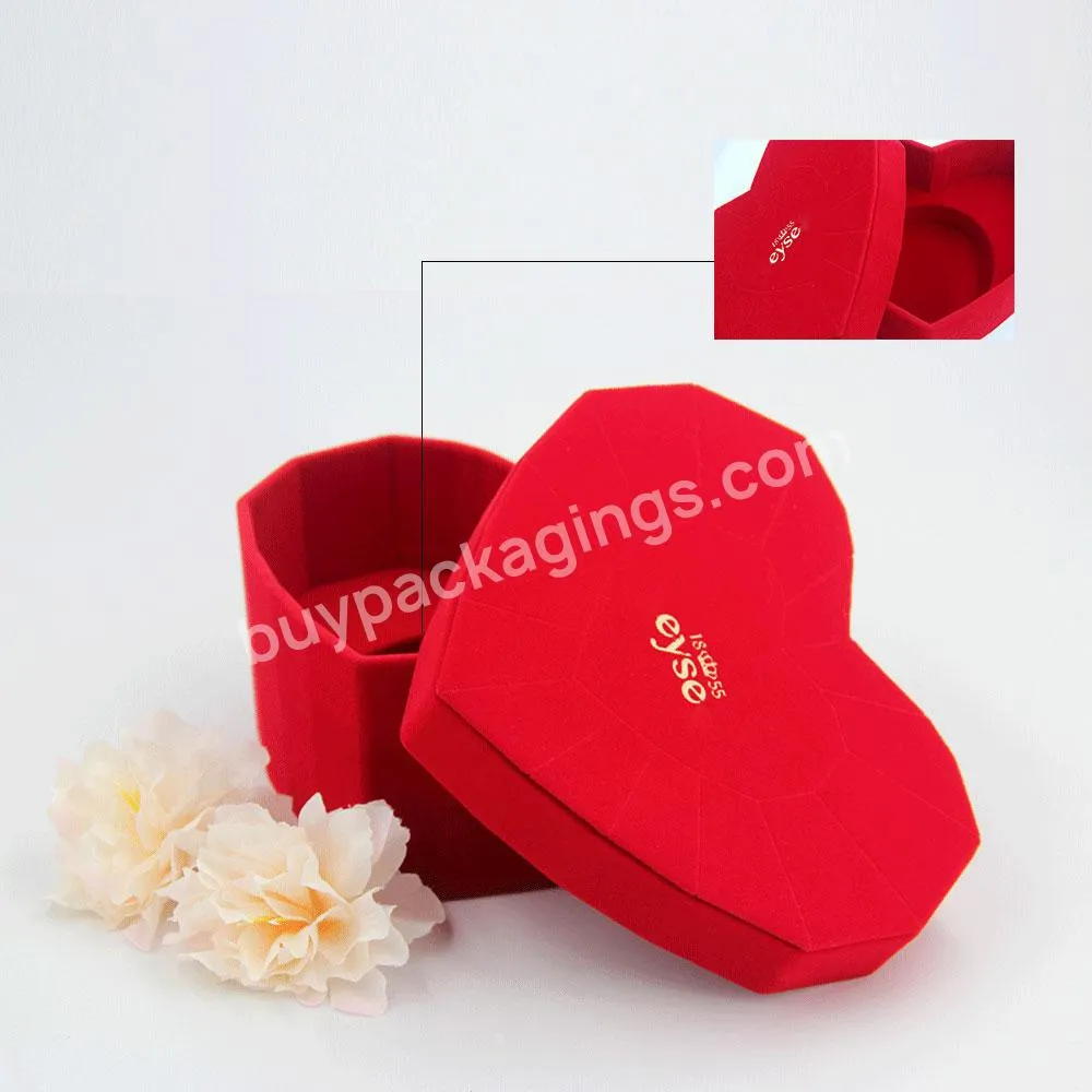 Luxury Custom Paper Bracelet Heart Jewelry Box Red Valentine Day Romantic Love You Rose Gift Box Velvet Jewelry Gift Box