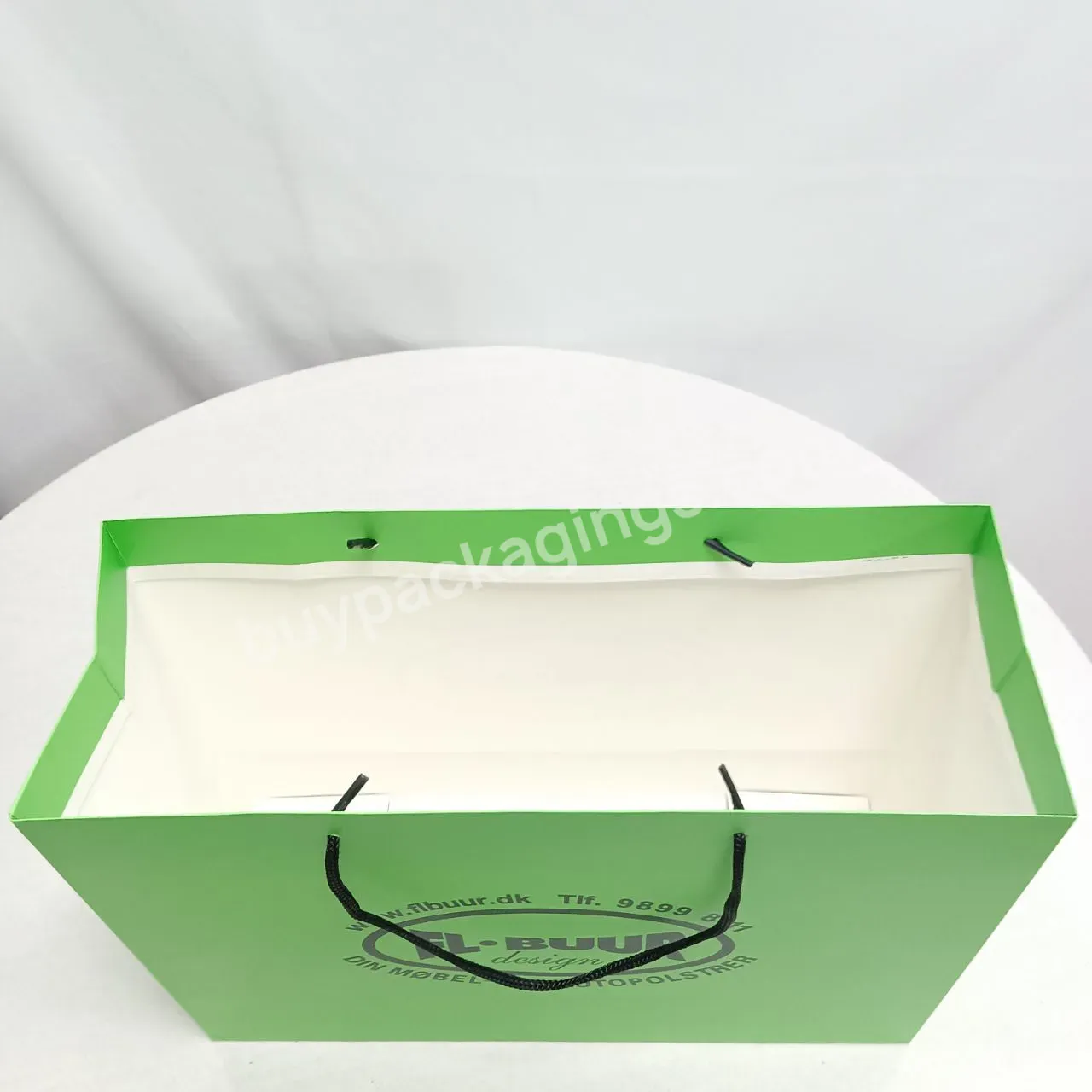 Luxury Custom Printed Logo Full Printed Green Color Paper Bag Clothing Tote Packaging Paper Bag For Shopping