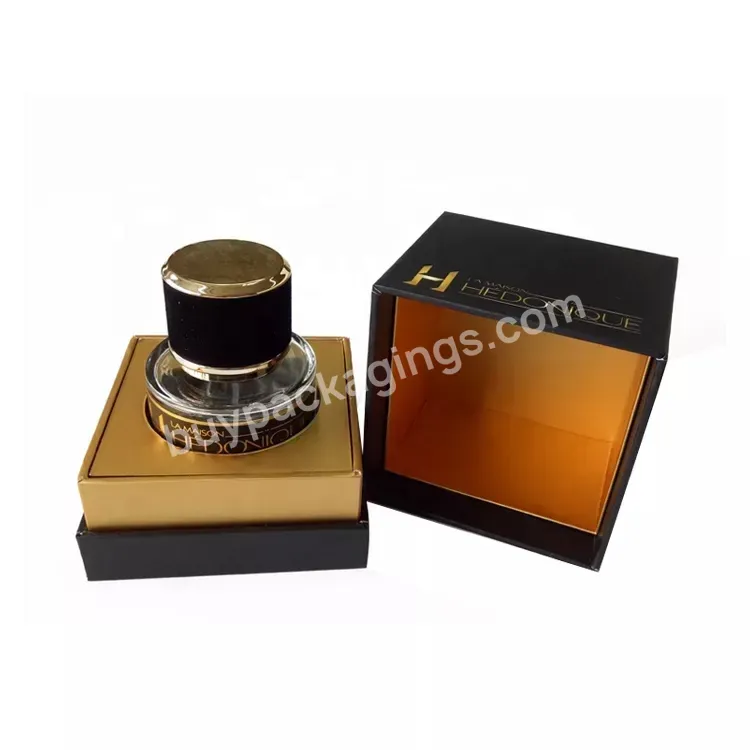 Luxury Custom Printed Paper Cardboard Perfume Gift Box Cosmetic Packaging Black Paper Box