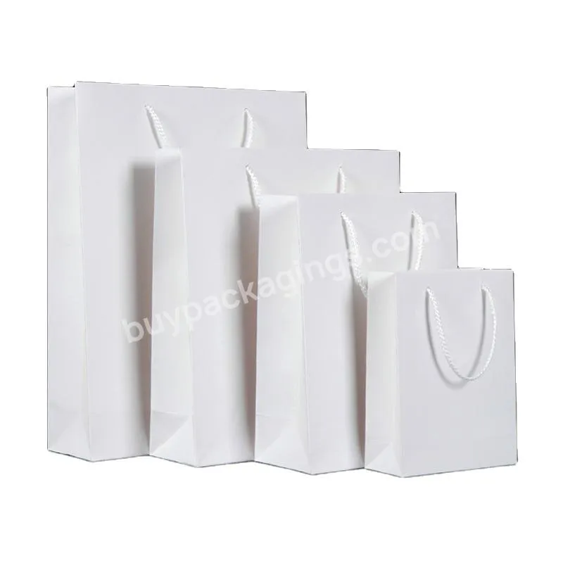Luxury Custom Printed Your Own Logo White Kraft Gift Craft Shopping Paper Bag With Handles