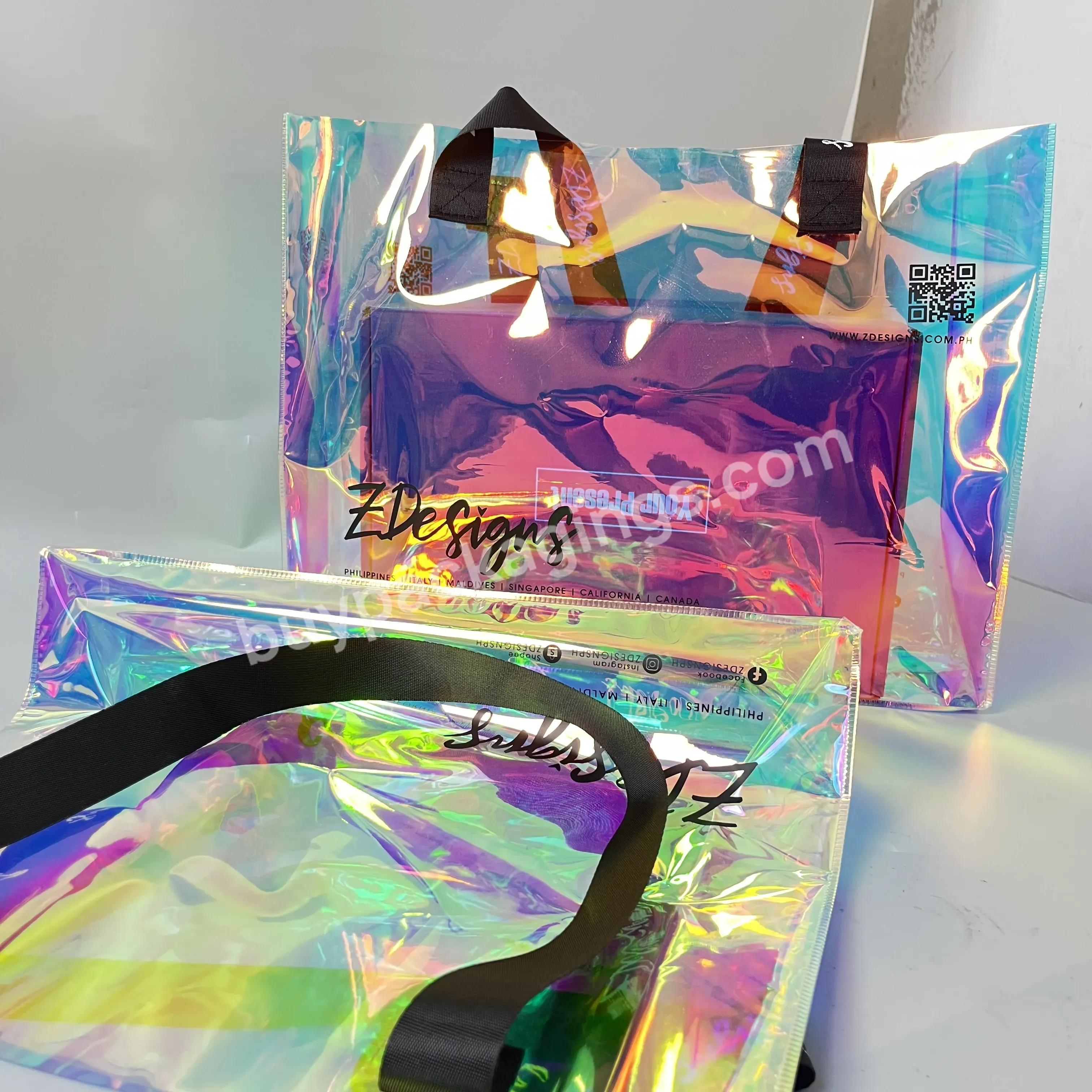 Luxury Custom Pvc Holographic Tote Bag Cloths Cosmetic Shopping