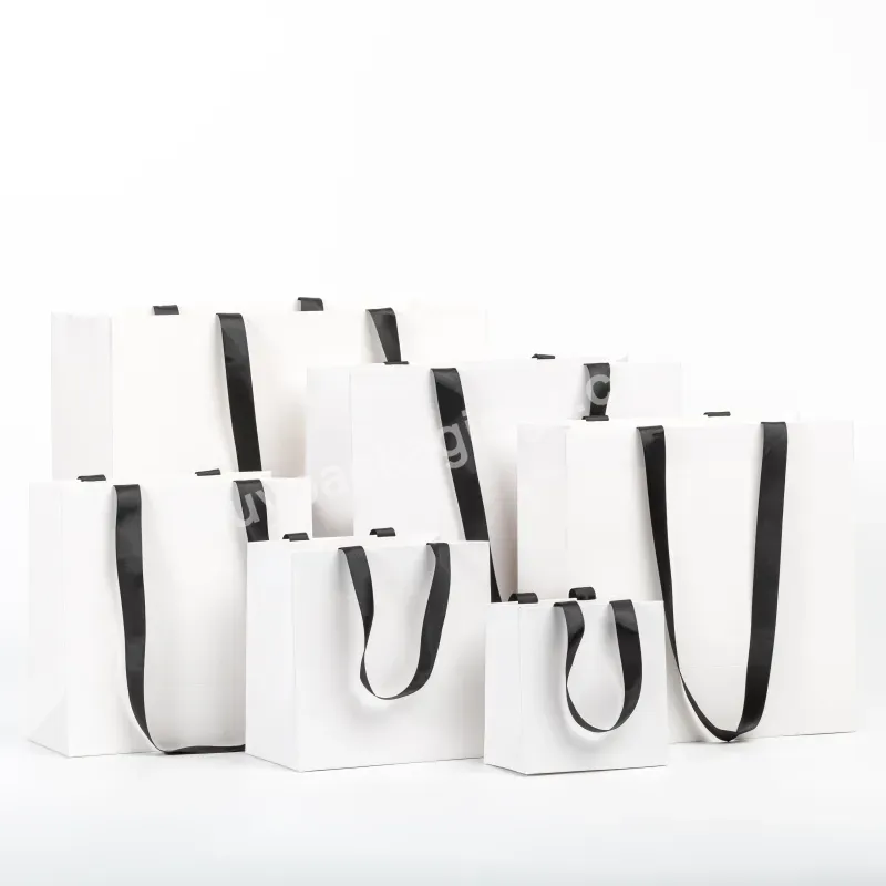 Luxury Custom Retail Shopping Gift Paperbag Packaging Boutique Bags Matte White Paper Bag With Your Own Logo