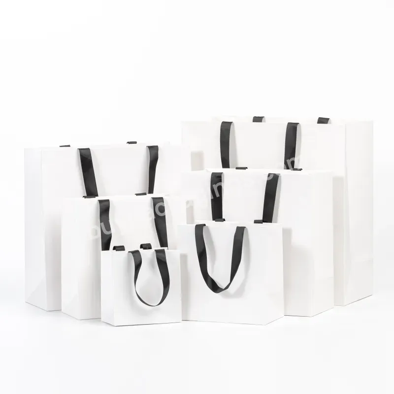 Luxury Custom Retail Shopping Gift Paperbag Packaging Boutique Bags Matte White Paper Bag With Your Own Logo
