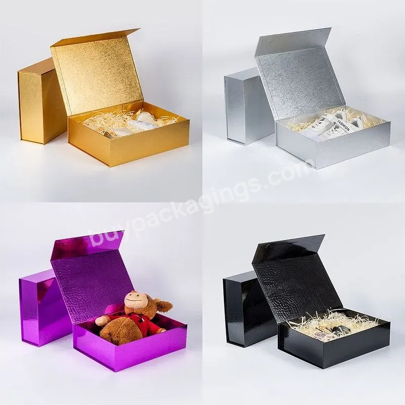 Luxury Custom Rigid Cardboard Paper Wedding Favor Clothing Gift Box Folding Packaging Box With Magnet Lid