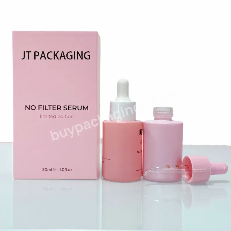 Luxury Custom Round 30ml 1oz Essential Oil Body Face Eye Skincare Serum Packaging Cosmetic Dropper Bottle With Box