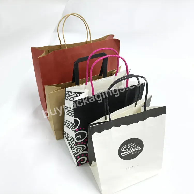 Luxury Custom Size Factory Price Handle Recyclable White Kraft Clothes Packaging Bag