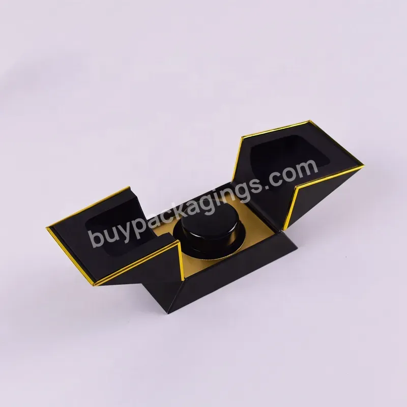 Luxury Custom Special Design Creative Triangle Black Cardboard Cosmetic Candle Perfume Packaging Box With Insert