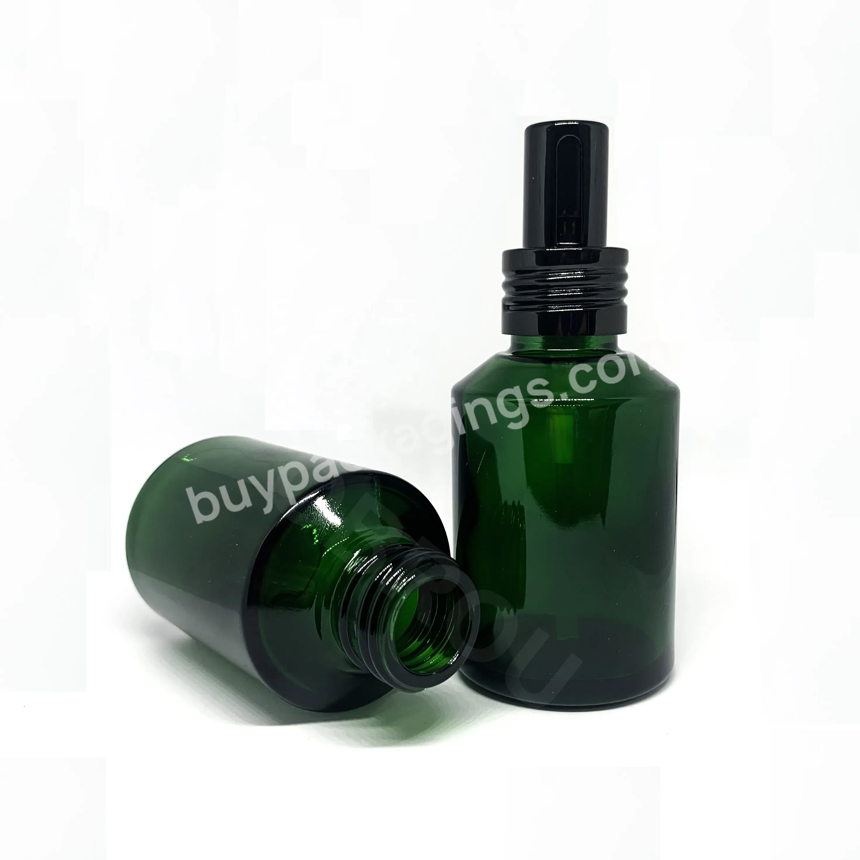 Luxury Custom Wholesale Fragrance Pump Spray 60 Ml Green Sprayer Empty Hair Oil Glass Perfume Bottles With Cap And Box