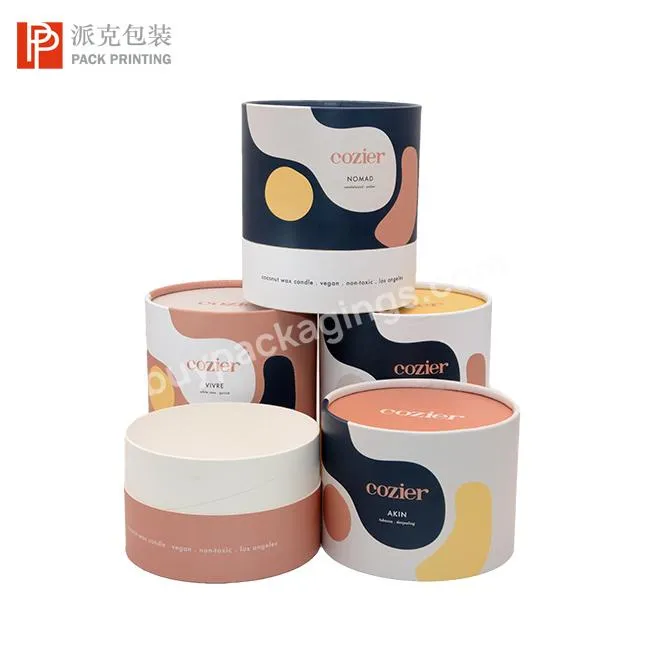 Luxury cylinder candle jars  incense holder paper tube packaging boxes set