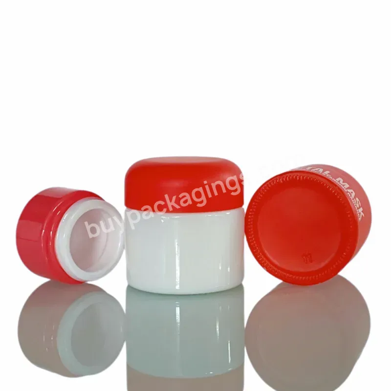 Luxury Cylinder Milk White Opal Glass Cosmetic Cream Jar Matte Red Glass Jar With White Plastic Lid And Silkscreen Printing