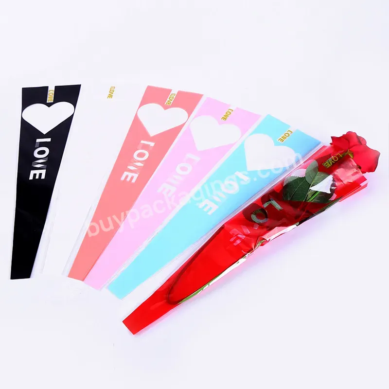 Luxury Design 50pcs/pack Love Heart Printing Single Flower Bag Rose Flower Bouquet Wrapping Paper