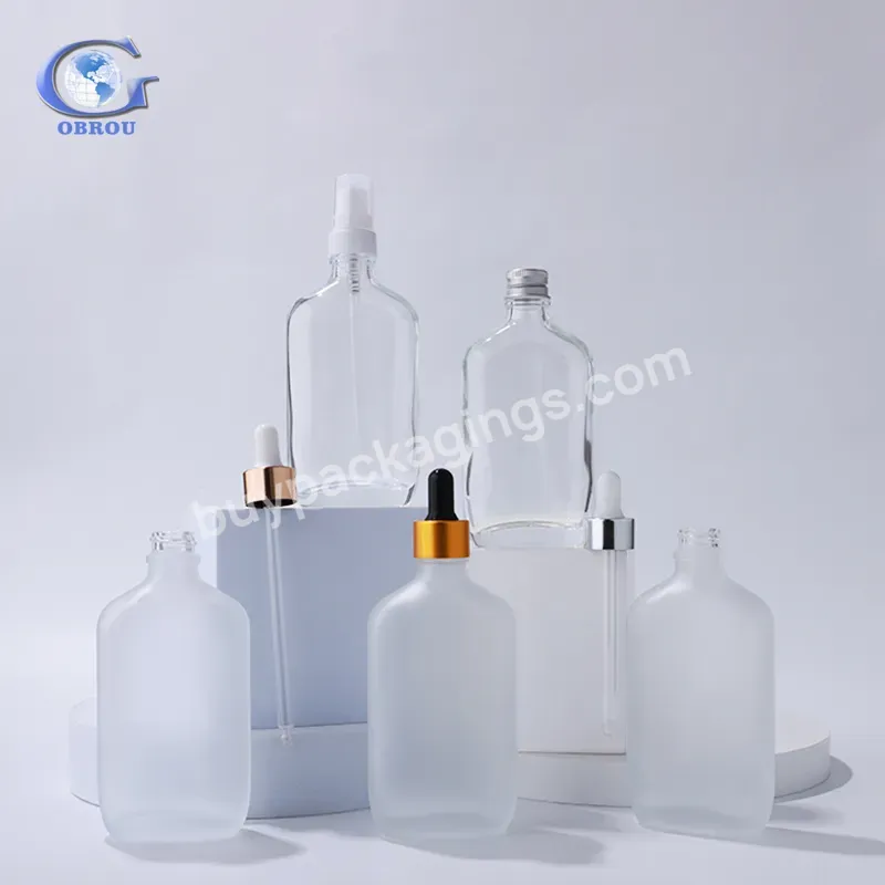 Luxury Design Cosmetic Hair Oil Serum Glass Perfume Spray Sprayer Dropper Mist Bottle 100ml Bottles Pump Cap Private Design