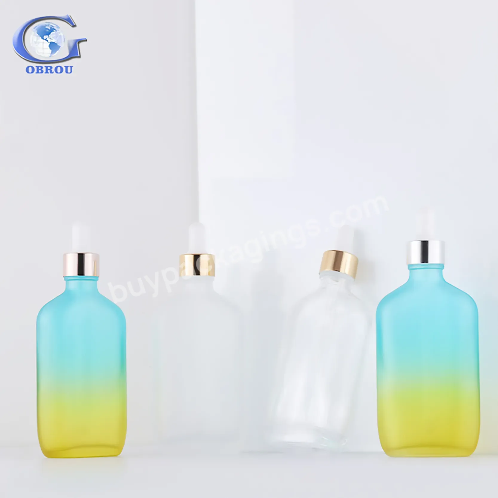 Luxury Design Cosmetic Hair Oil Serum Glass Perfume Spray Sprayer Dropper Mist Bottle 100ml Bottles Pump Cap Private Design