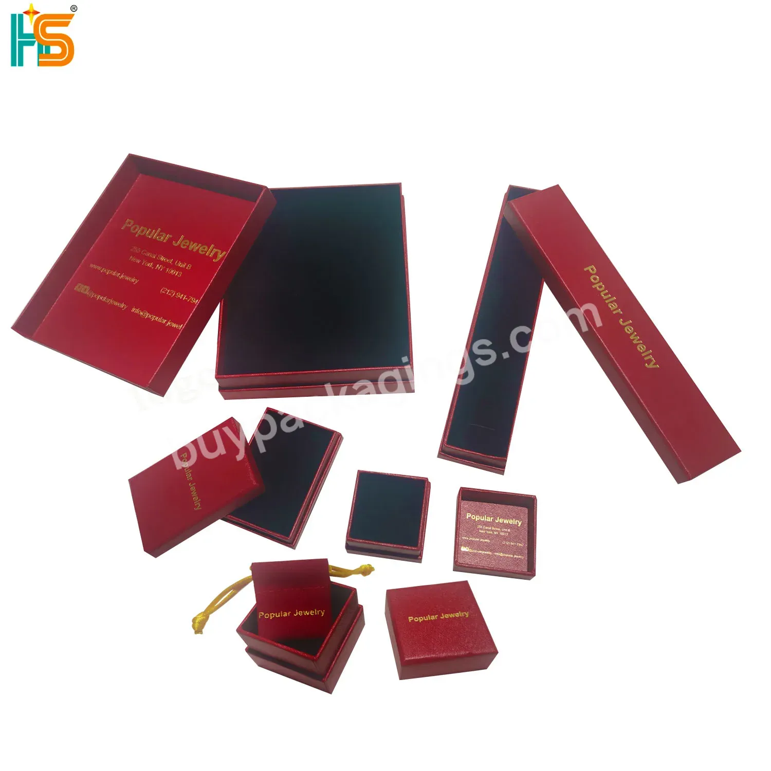 Luxury Earrings Bracelet Ring Necklace Jewelry Set Packaging Boxes Custom Logo Small Red Lid And Base Jewelry Box