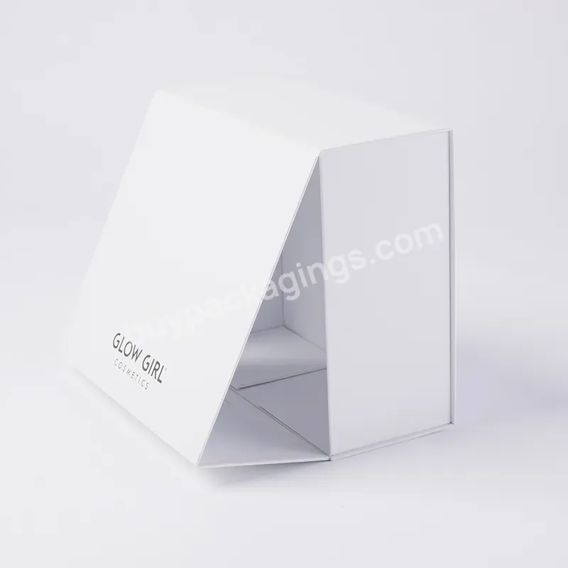 Luxury Eco Friendly Custom Hard Flip Top White Small Folding Paper Box Magnetic Gift Box