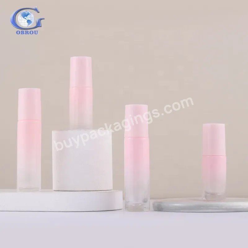 Luxury Elegant Pink Glass Packaging Set Skincare Cosmetic Containers Empty 10ml Essential Oil Glass Roller Bottles