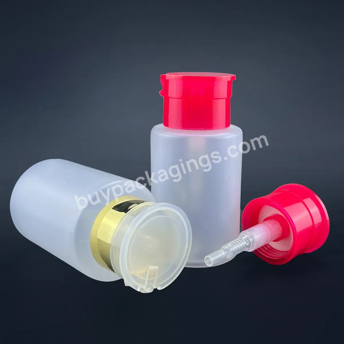 Luxury Empty 100ml 150ml 200ml 300ml Skin Toner Plastic Bottle Empty Push Down Eye Makeup Nail Polish Remover Pump Bottle