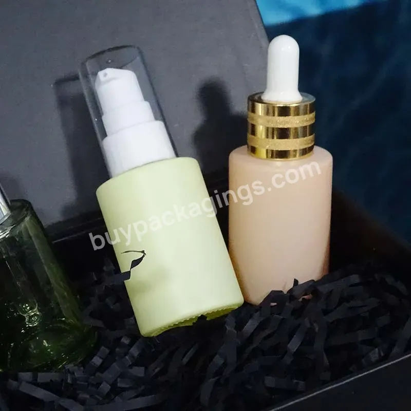 Luxury Empty 15ml 30ml Frosted Glass Face Oil Serum Bottle Packaging 30ml 50ml Glass Pump Cosmetic Serum Oil Dropper Bottle