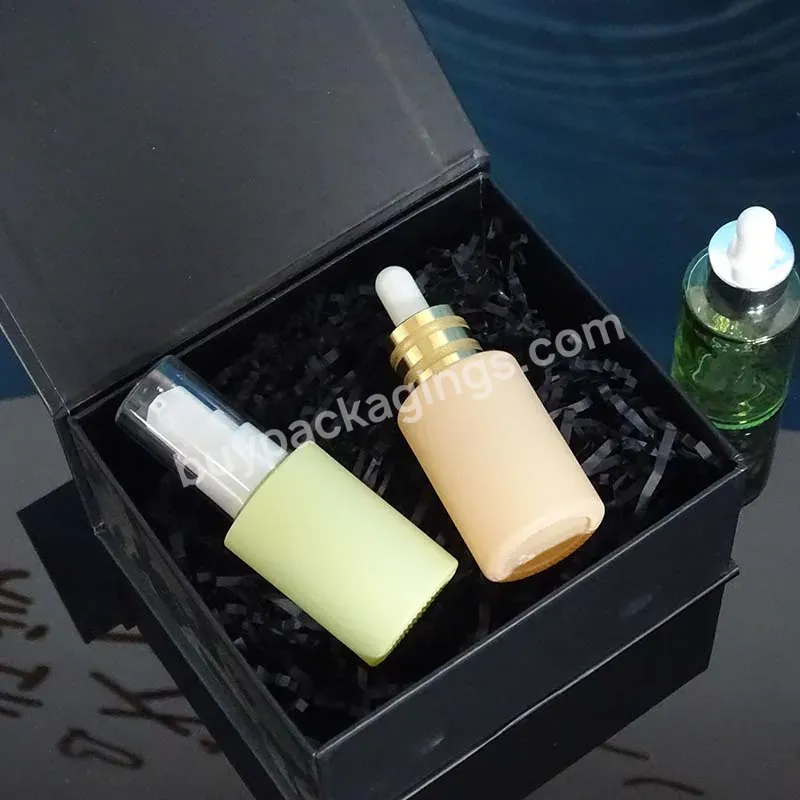 Luxury Empty 15ml 30ml Frosted Glass Face Oil Serum Bottle Packaging 30ml 50ml Glass Pump Cosmetic Serum Oil Dropper Bottle