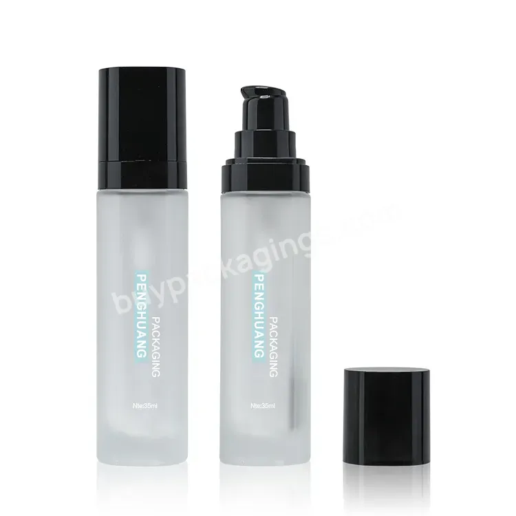 Luxury Empty 35 Ml Pump Liquid Serum Lotion Liquid Foundation Frosted Glass Bottles Make Up Lotion Bottle