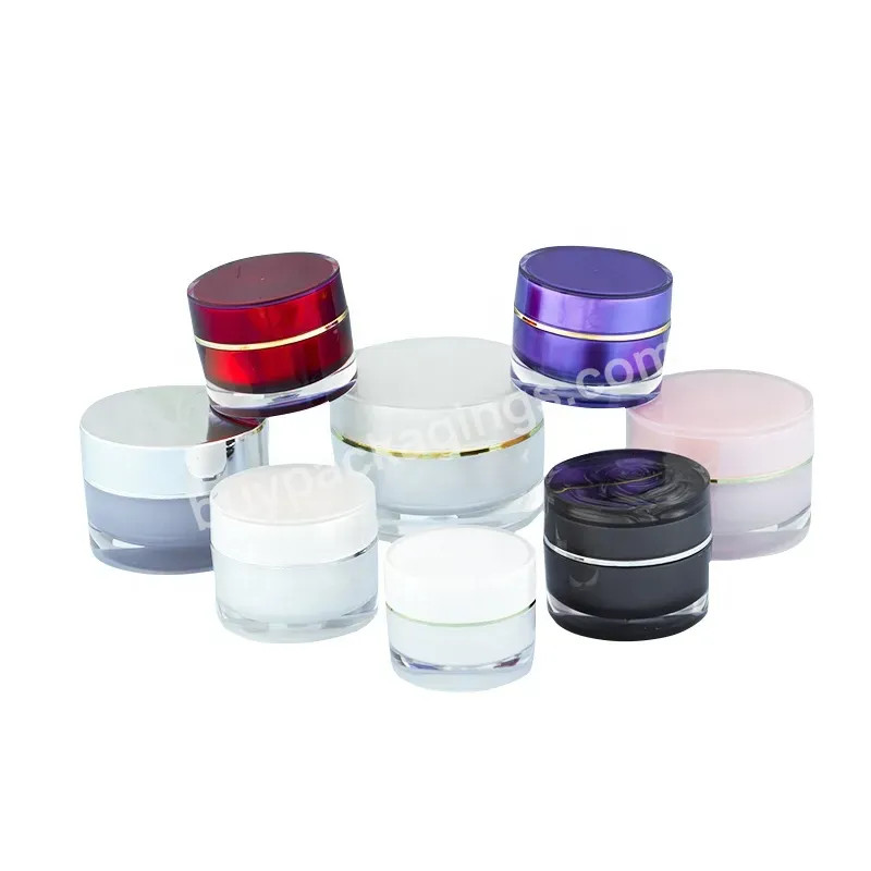 Luxury Empty Cosmetic Cream Container 15g 30g 50g Acrylic Double Wall Pot With Screw Lid Plastic Cream Jar