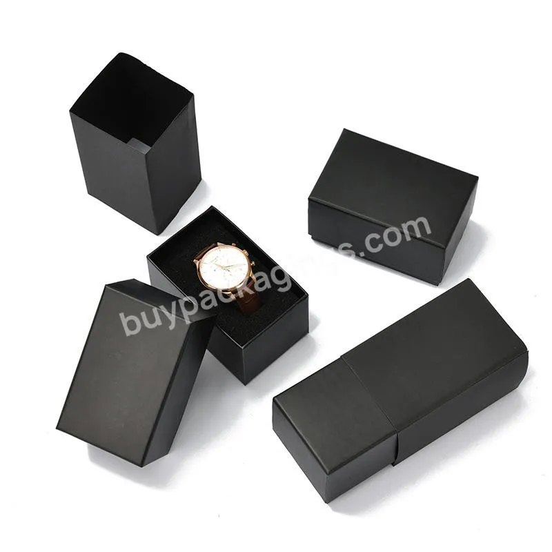 Luxury Empty Custom Logo Wholesale Classic Black Paper Mens Watch Gift Packaging Box In Stock