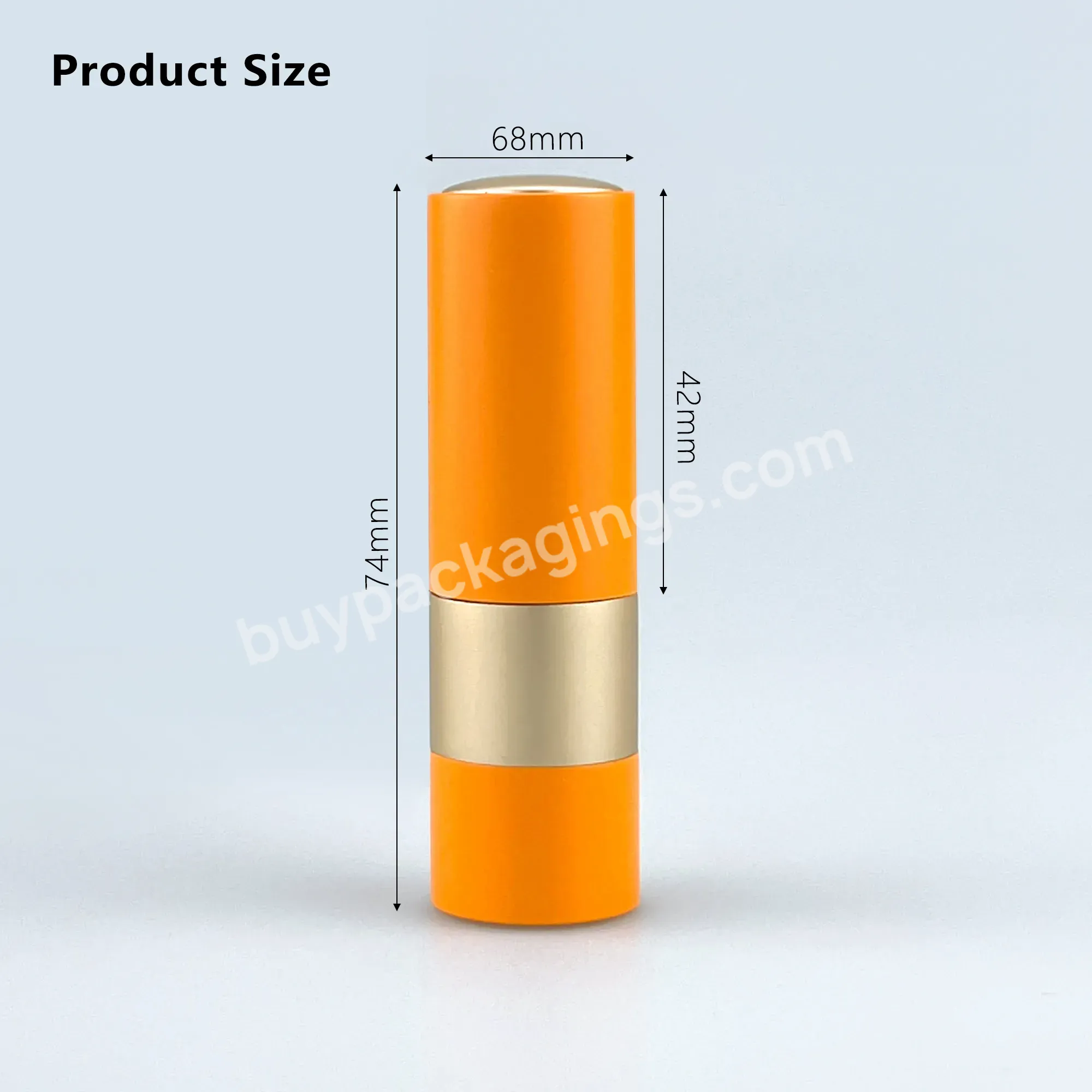 Luxury Empty Lip Balm Stick Lipstick Tube Aluminum Frosted Matte Button Lipstick Tubes Container Orange Golden