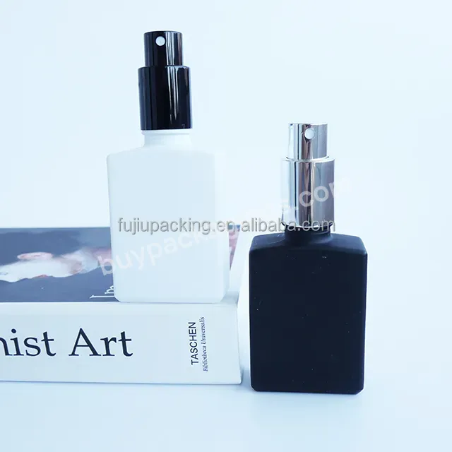 Luxury Empty Matte Black Flat Square Rectangular Spray Fragrance Perfume Bottle Refillable Glass Bottle