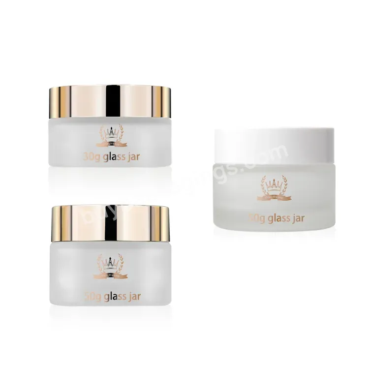 Luxury Face Cream Jars Frosted Glass Jar Set Cosmetic Packaging Screw Lid Gold Top Jars Acrylic Golden Cap Lids Oem Manufacture - Buy Oem Manufacture,Frosted Glass Jar,Face Cream Jars.