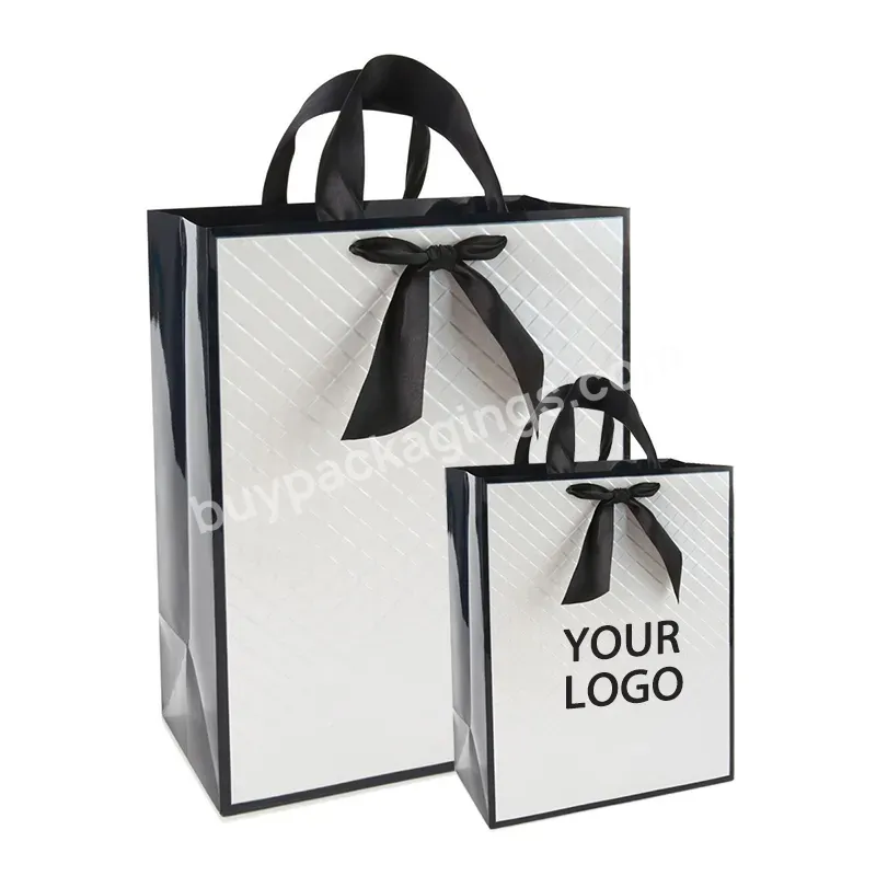 Luxury Famous Brand Perfume Clothing Jewelry Gift Shopping Packing Custom Print Small Black Paper Bags With Your Own Logo