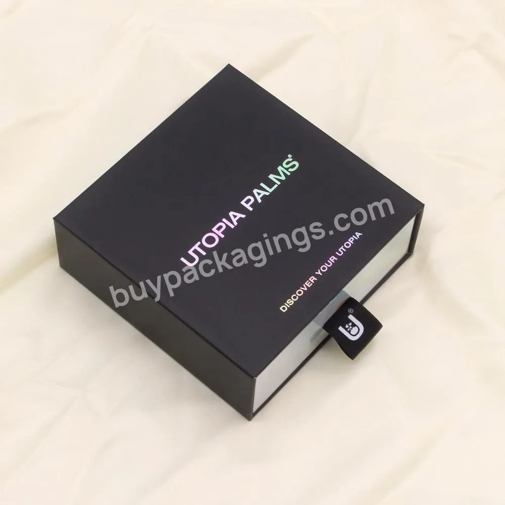 Luxury Fancy Custom Logo Printed Black Personal Logo Jewelry Ring Sliding Drawer Box Packaging For Jewelry