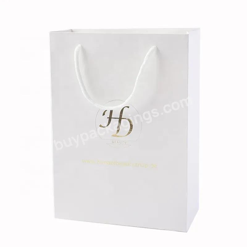 Luxury Fashion Custom Design Logo Printing Wholesale Eco Friendly Shopping Packaging White Cardboard Paper Bags With Handle