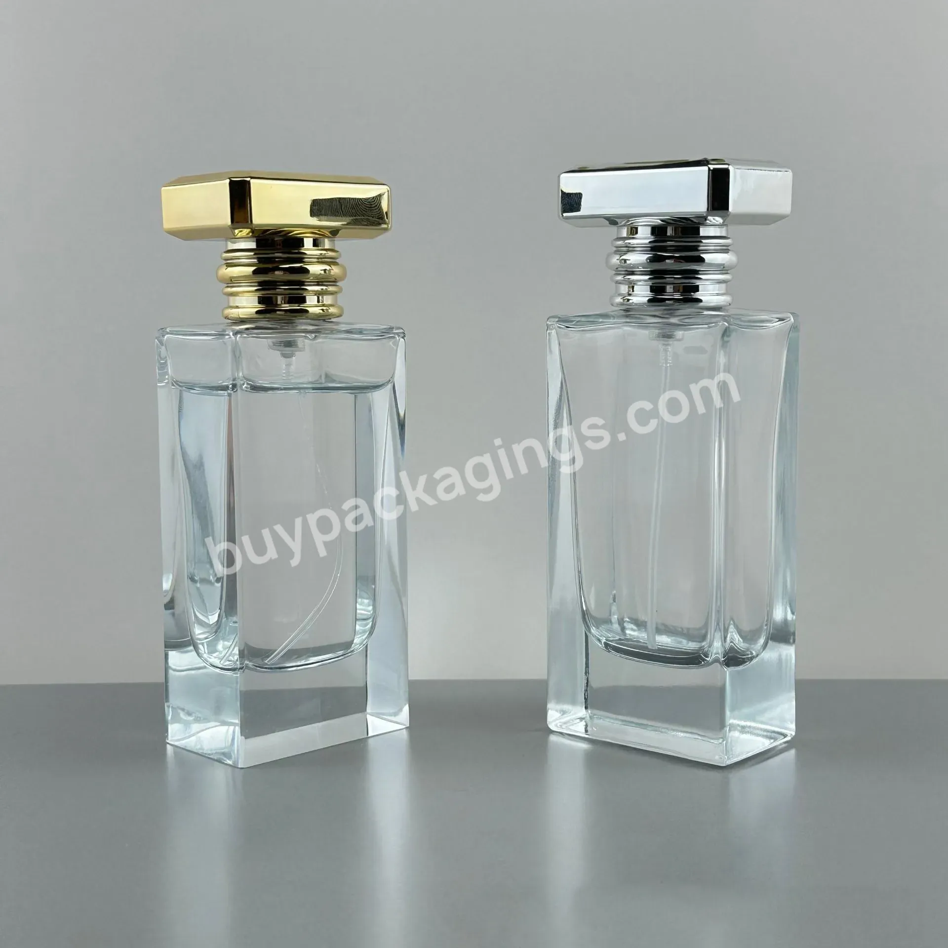 Luxury Flat Rectangle Perfume Bottle Empty Perfume Bottle 50ml Crystal Perfume Bottles