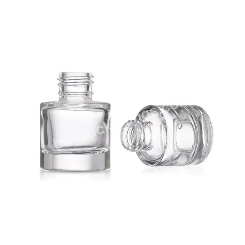 Luxury Flat Round Glass Serum Essential Oil Dropper Bottle 15ml Translucent Glass Bottle With Black Dropper Wholesale