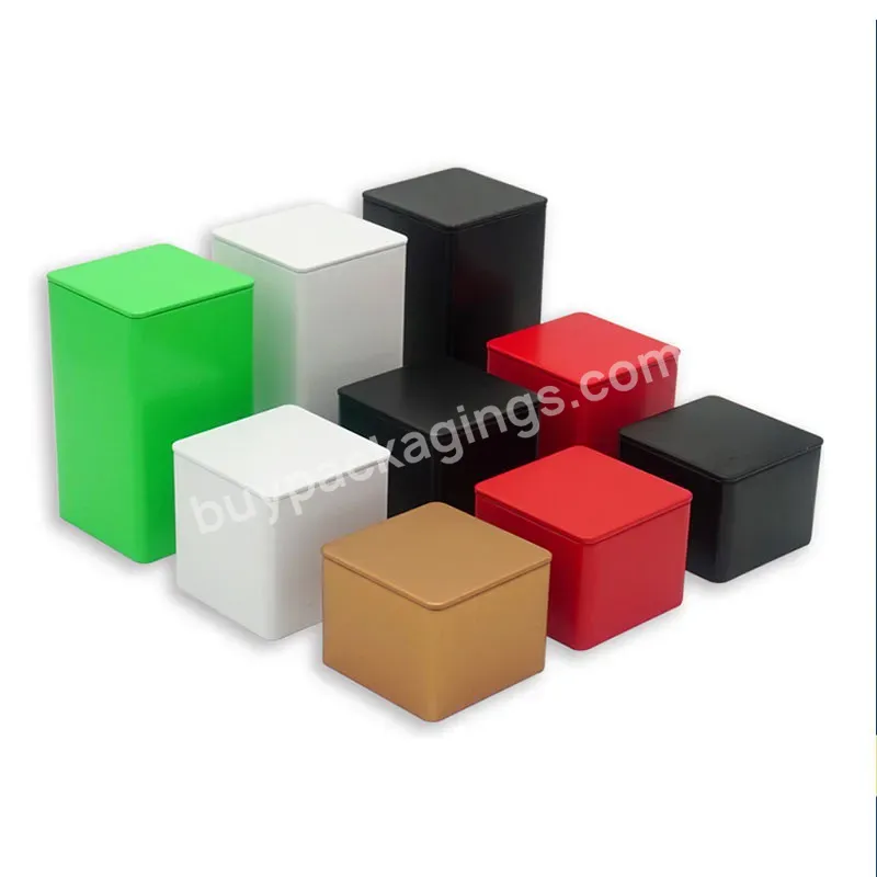 Luxury Food Packaging Metal Tin Box Black Square Tea Container Tin Can