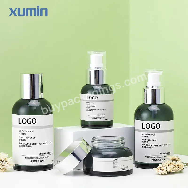 Luxury Glass Bottle Skin Care 100 Ml Cosmetic Glass Bottle 100 Ml Pump 120 Ml 40ml Glass Cream Jar 50g