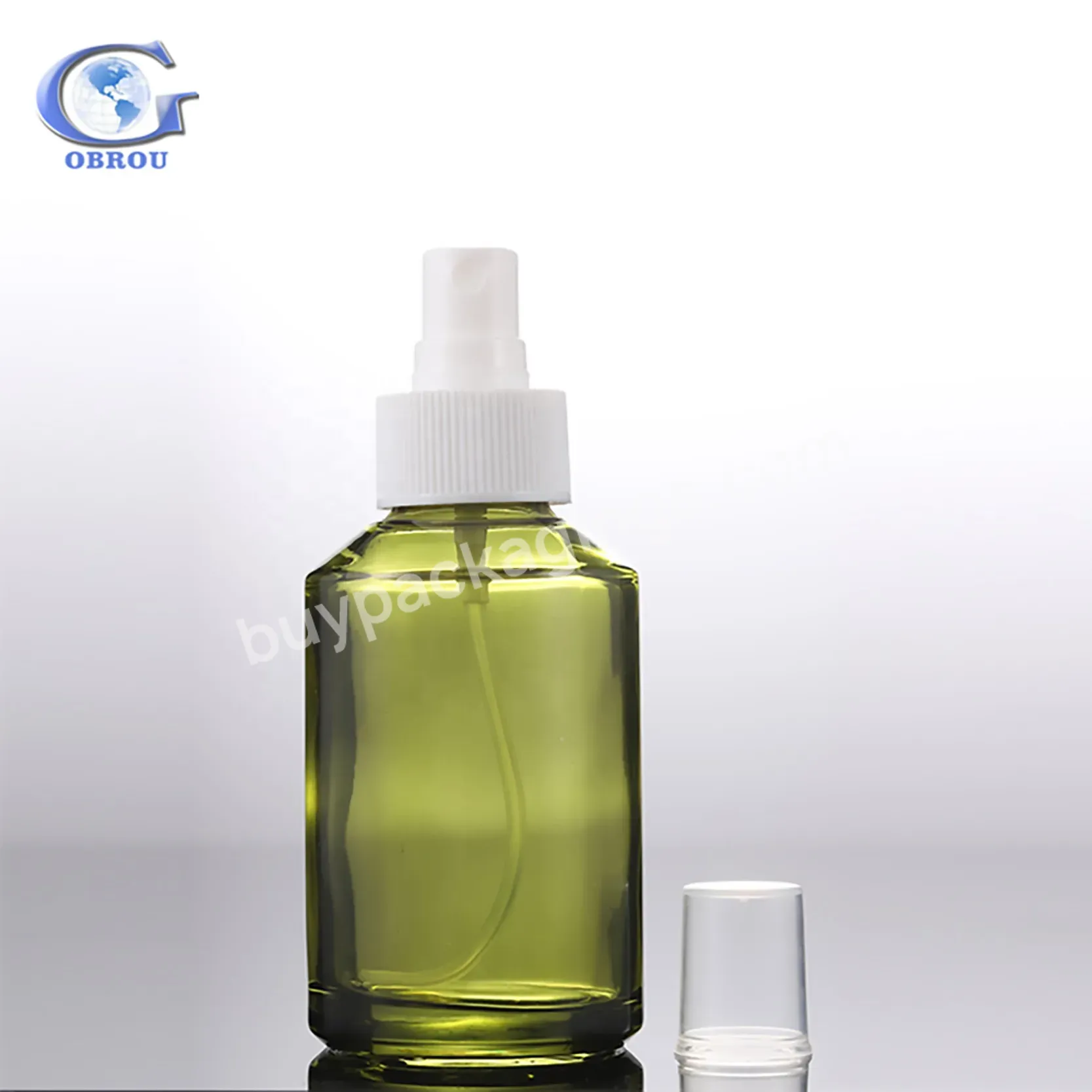 Luxury Glass Perfume Spray Bottles Green Glass Bottle With Plastic Pump Spray For Toner Skin Care