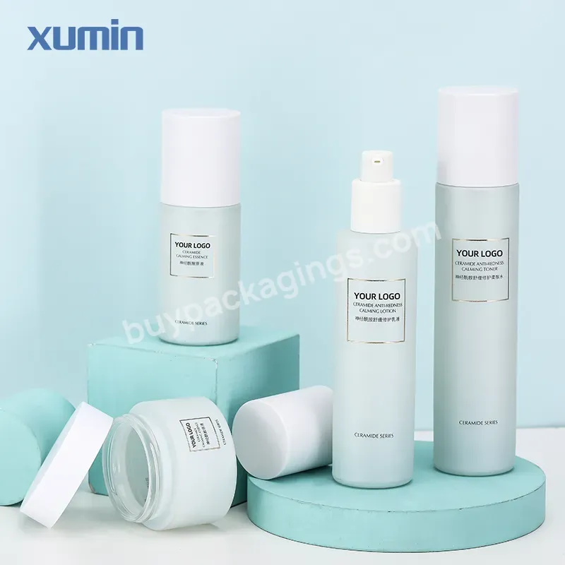 Luxury Glass Skincare Bottles 4 Oz Glass Consmetic Pump Bottle 100ml 120ml Skin Care Glass Bottle Containers 50ml With 50 G Jars