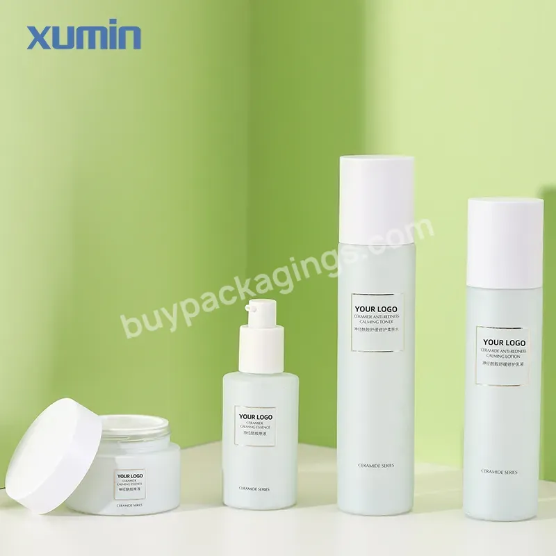 Luxury Glass Skincare Bottles 4 Oz Glass Consmetic Pump Bottle 100ml 120ml Skin Care Glass Bottle Containers 50ml With 50 G Jars