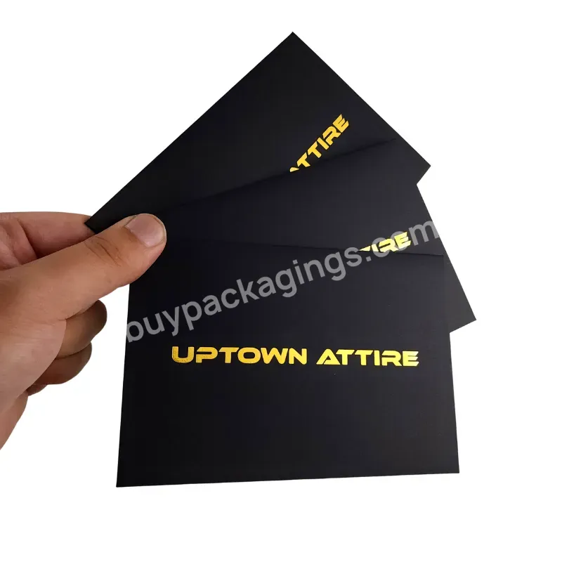 Luxury Gold Foil Stamping Custom Size Black Card Business Invitation Greeting Envelope With Logo