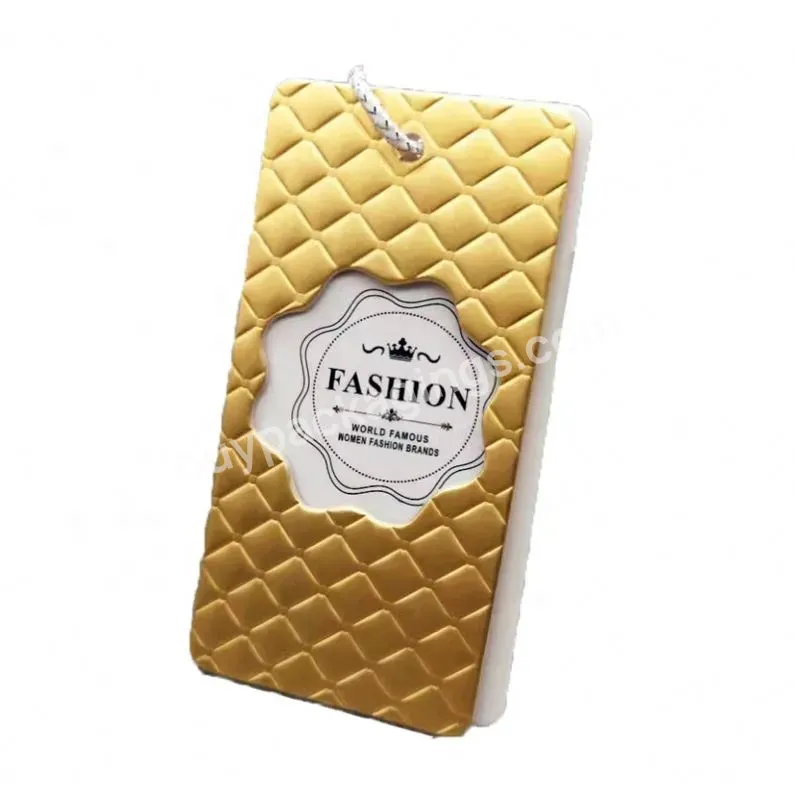 Luxury Gold Foiling Hanging Label Garment Swing Custom Hot Stamping Textured Embossed Paper Hang Tag