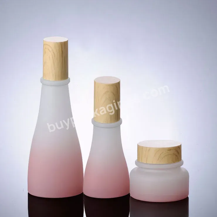 Luxury Green Glass Bottle Skin Care High Quality Golden Cap 50g Frosted Glass Jar Cosmetic 120ml Cosmetic Glass Bottles