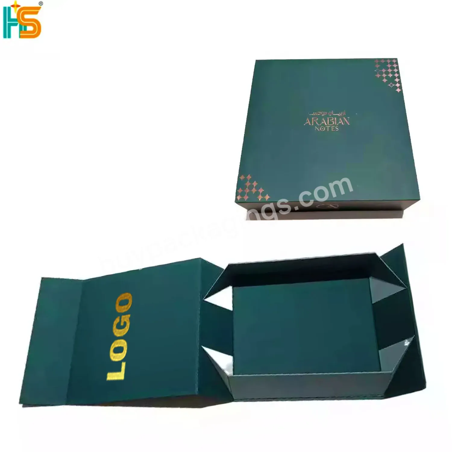 Luxury Green Paper Box Packaging Custom Logo Foldable Shoe Box With Magnetic Flap Closure
