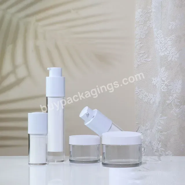 Luxury High-end Cosmetic Packaging Set Wholesale White Square Round Skin Care Lotion Pump Airless Bottle