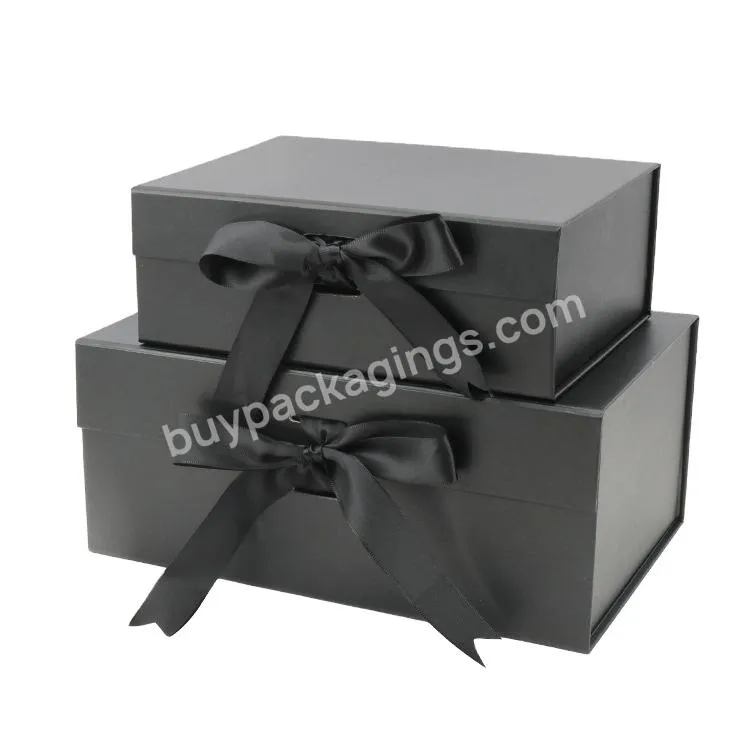 Luxury High Quality Black Gift Box Foldable Proposal Gift Box With Handles Small For Pr Packaging