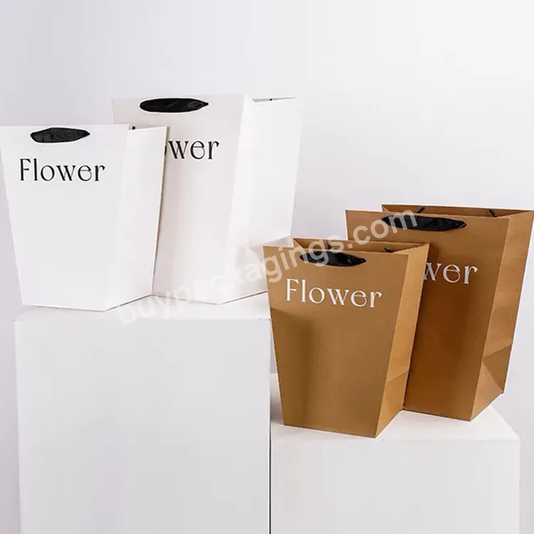 Luxury High Quality Flower Gift Packing Trapezoidal Paper Bag For Flower Arrangement