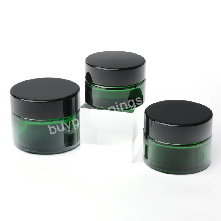 Luxury High Quality Wholesale 5g 10g 20g 30g 50g 100g Clear Glass Jar Cream Face Care Green Printed Empty Cosmetics Cream Jar