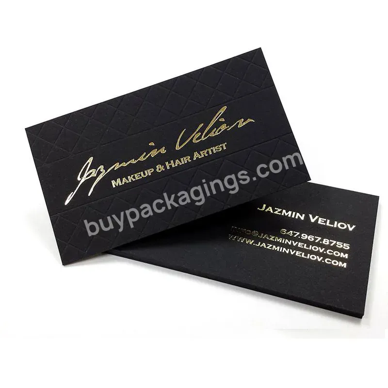 Luxury Hot Stamping Gold Metal Foil Black Cardboard Business Visiting Name Cards With Logo