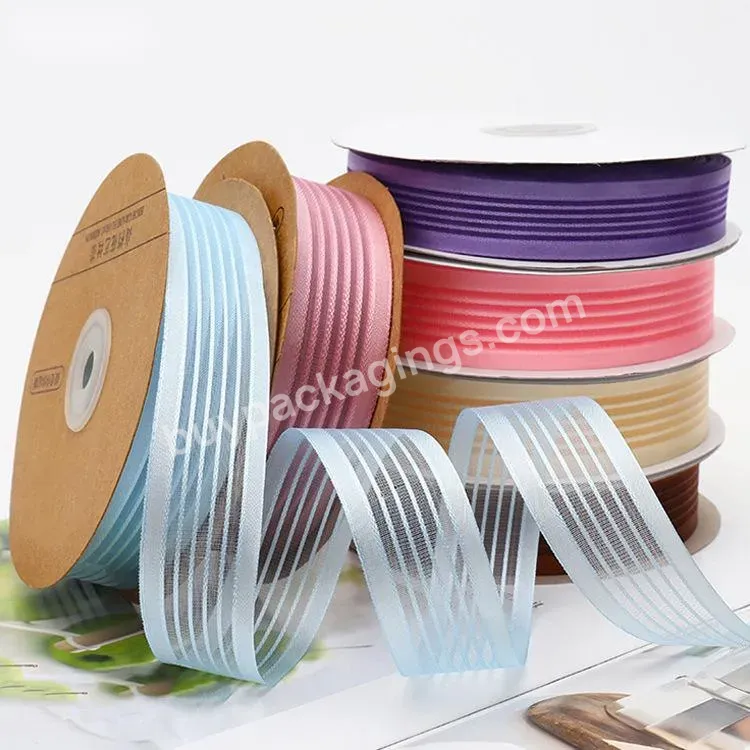 Luxury Korean Style 2.5cm*50y Plain Color 100% Silk Gauze Ribbon Crepe Ribbon For Wedding