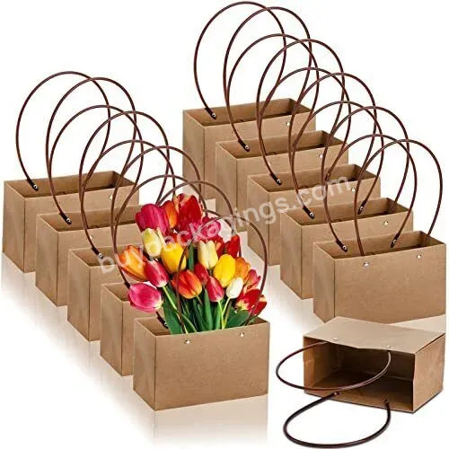 Luxury Kraft Paper Flowers Packaging Foldable Bouquet Gift Packing Bag Paperboard Datang